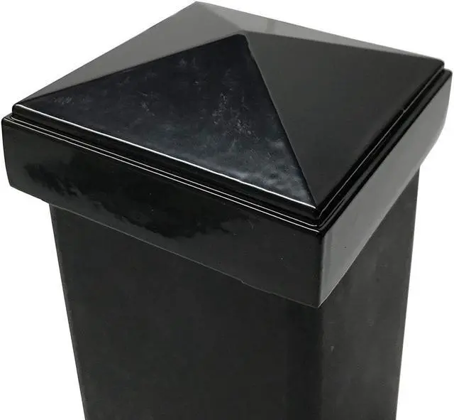 Alt view image 3 of 7 - Decorex Hardware 2.5" x 2.5" Aluminium Pyramid Post Cap for Metal Posts - Pressure Fit - Black