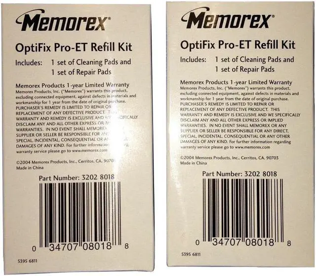 Main image of Memorex 2 x Optifix Pro Refill Kit, Cleaning and Repair Pads - 2 Packages!