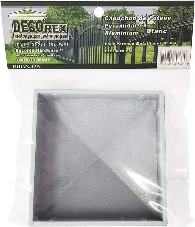 Alt view image 4 of 5 - Decorex Hardware Aluminum 4" x 4" Pyramid Post Cap for 4" x 4" Metal Posts - Pressure Fit - White