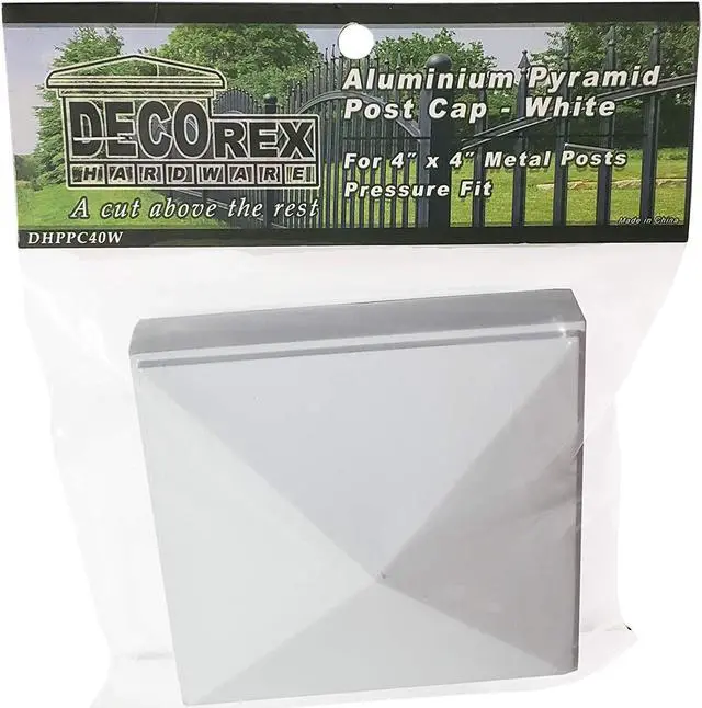 Alt view image 3 of 5 - Decorex Hardware Aluminum 4" x 4" Pyramid Post Cap for 4" x 4" Metal Posts - Pressure Fit - White