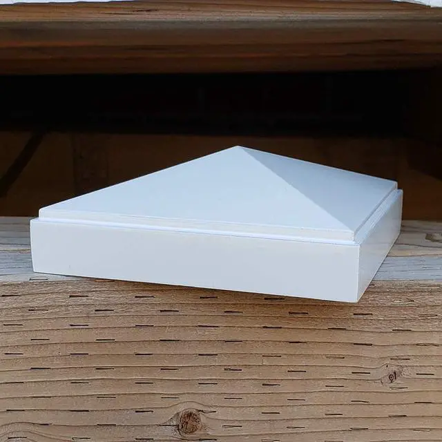 Alt view image 5 of 5 - Decorex Hardware Aluminum 4" x 4" Pyramid Post Cap for 4" x 4" Metal Posts - Pressure Fit - White
