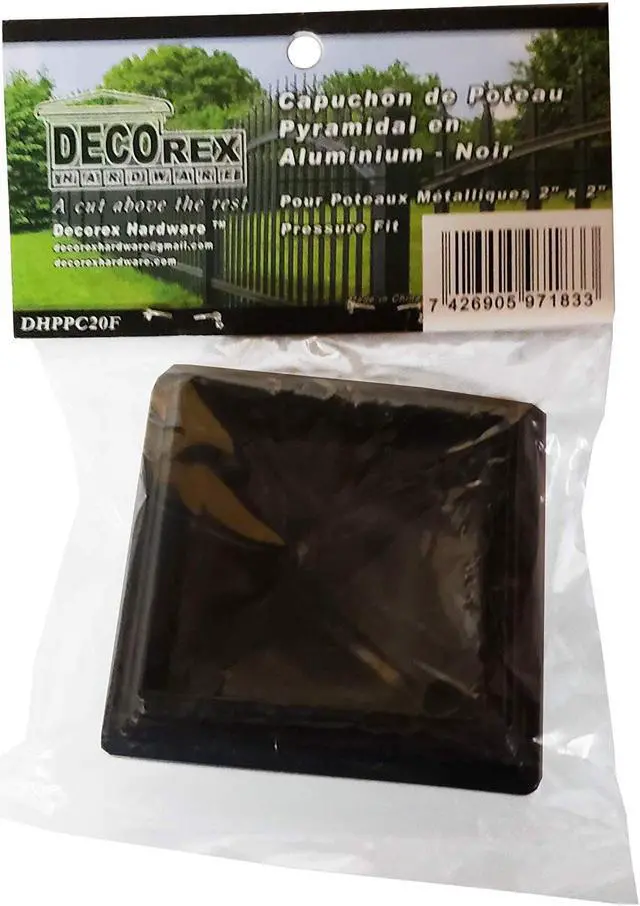 Alt view image 7 of 7 - 2" x 2" Aluminium Pyramid Post Cap for Metal Posts - Pressure Fit - Black (DHPPC20F)