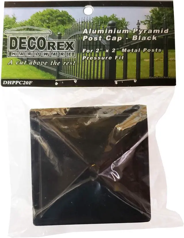 Alt view image 6 of 7 - 2" x 2" Aluminium Pyramid Post Cap for Metal Posts - Pressure Fit - Black (DHPPC20F)