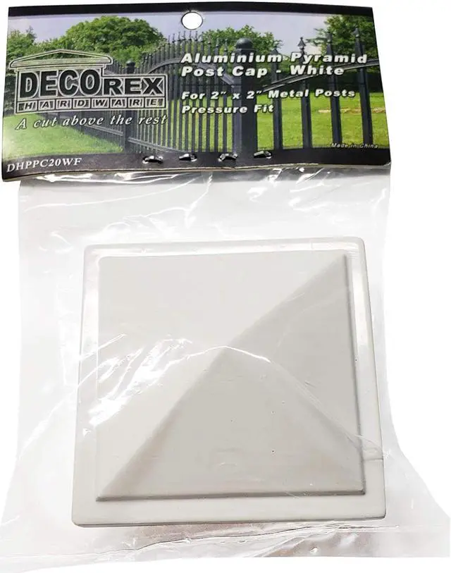 Alt view image 6 of 7 - 2" x 2" Aluminium Pyramid Post Cap for Metal Posts - Pressure Fit - White (DHPPC20WF)