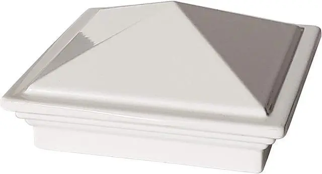 Alt view image 3 of 7 - 2" x 2" Aluminium Pyramid Post Cap for Metal Posts - Pressure Fit - White (DHPPC20WF)