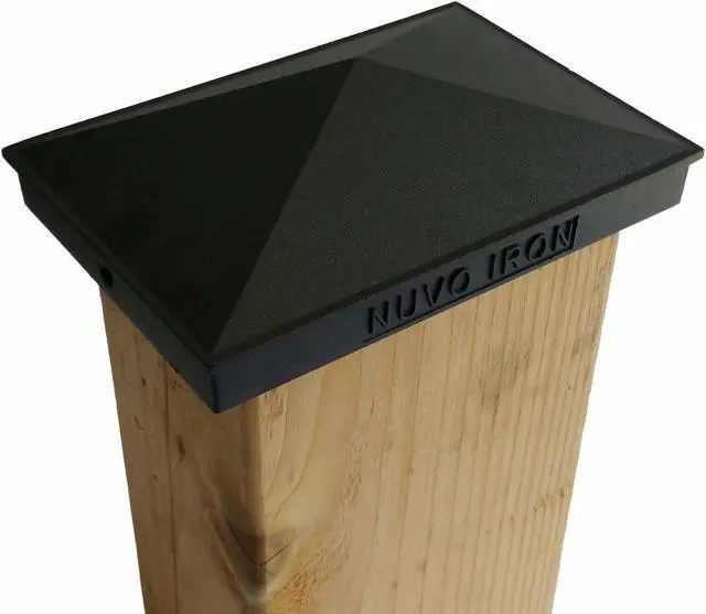 Main image of Nuvo Iron Decorative Pyramid Post Cap for 3.5" x 5.5" / 4" x 6" Posts - Black