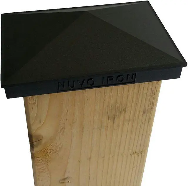 Alt view image 4 of 18 - Nuvo Iron Decorative Pyramid Post Cap for 3.5" x 5.5" / 4" x 6" Posts - Black