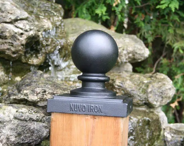 Main image of Nuvo Iron Decorative Ball Post Cap for 5.5" x 5.5" Posts, Black - PCB04