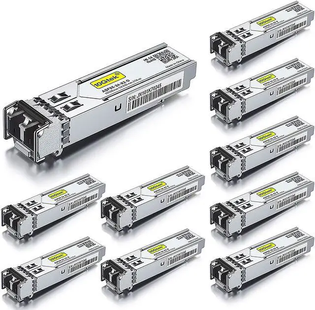 Main image of 10Gtek Gigabit Multimode SFP 1000Base-SX LC Fiber Transceiver, 850nm MMF, up to 550m, for Cisco GLC-SX-MMD, SFP-GE-S, Meraki MA-SFP-1GB-SX, Ubiquiti UniFi UF-MM-1G, TP-Link TL-SM311LM, Pack of 10
