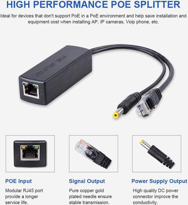 Hisource 48V-12V 100/1000Mbps POE Splitter Support IEEE802.3 af/at for IP  Camera Extander and - AliExpress