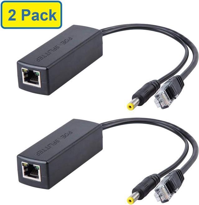 Active POE Splitter Adapter, 48V to 12V, IEEE 802.3af Compliant 10/100Mbps  up to 100 Meters for Surveillance Camera, Wireless Access Point and VoIP  Phone, 2-Pack 