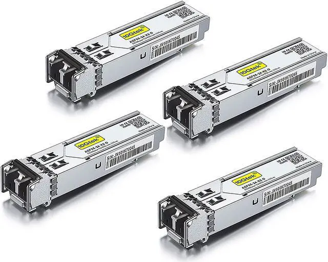 Main image of 10Gtek Gigabit Multimode SFP 1000Base-SX LC Fiber Module, 850nm MMF, up to 550m, for Cisco GLC-SX-MMD, SFP-GE-S, Meraki MA-SFP-1GB-SX, Ubiquiti UniFi UF-MM-1G, Mikrotik, TP-Link TL-SM311LM, Pack of 4