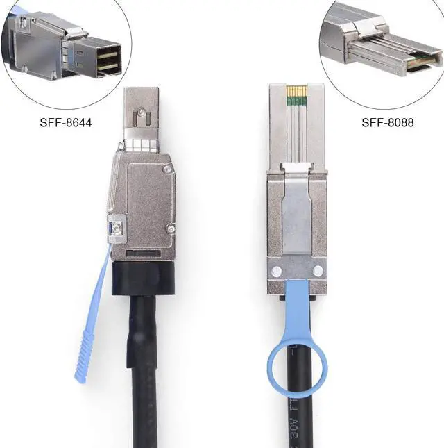 Alt view image 2 of 7 - 10Gtek 6Gbps External Mini SAS HD SFF-8644 to SFF-8088 Hybrid  Cable 30AWG Network Ethernet Cables 3.28 ft.