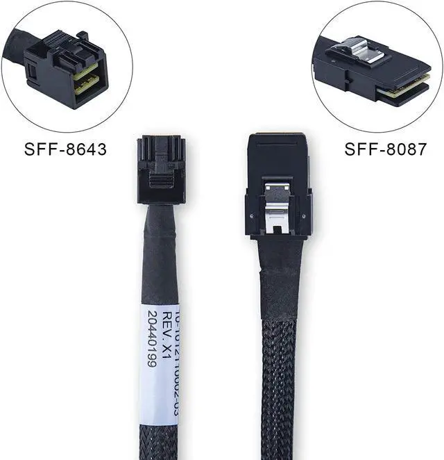 Alt view image 7 of 7 - Internal Mini SAS HD SFF-8643 to Mini SAS SFF-8087 Cable, 0.8-m(2.6ft), 2 Pack