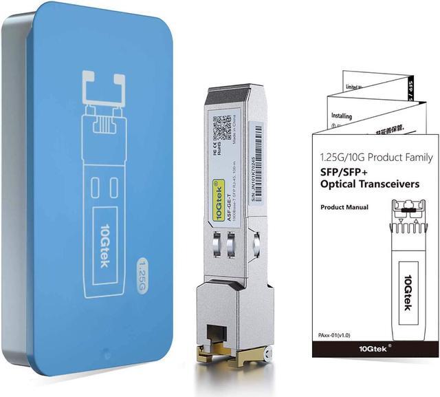 Alt view image 5 of 6 - 10Gtek 1.25G SFP-T, 1000BASE-T Copper Transceiver Module , SFP to RJ45 Dual LC For Cisco GLC-T/SFP-GE-T, Meraki MA-SFP-1GB-TX, Ubiquiti UF-RJ45-1G, D-Link, Supermicro, Netgear, and More. Pack of 2