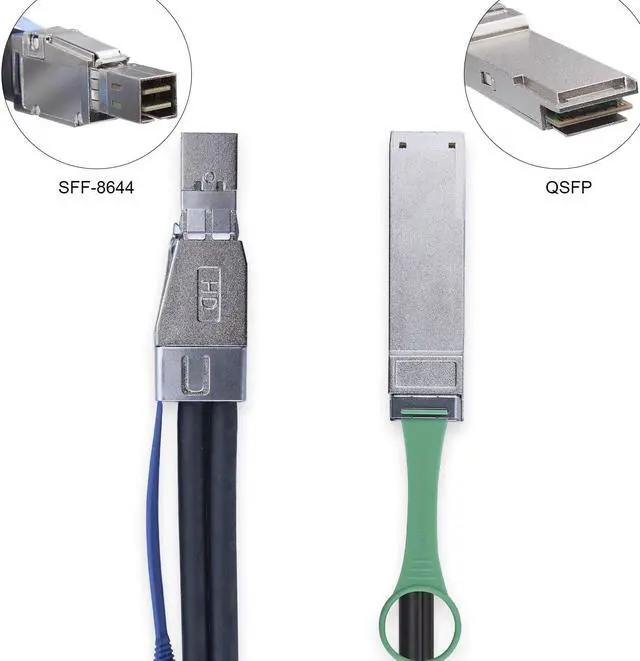 Alt view image 4 of 7 - 10Gtek External Mini SAS HD SFF-8644 to QSFP(SFF-8436) Hybrid SAS Cable, 30AWG, 100-Ohm, 2-m(6.56ft)