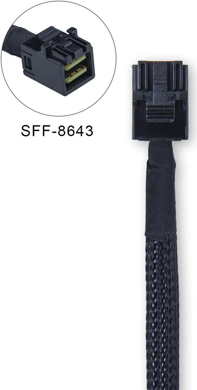 Alt view image 2 of 6 - 12G Internal Mini SAS HD SFF-8643 to SFF-8643 Cable, with Sideband, 100-Ohm, 0.5-m(1.64ft), 2 Pack