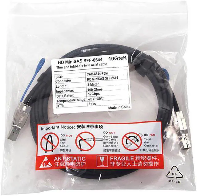 Alt view image 6 of 7 - 10Gtek 12G External Mini SAS HD SFF-8644 to SFF-8644 Cable, 1-m(3.3ft)