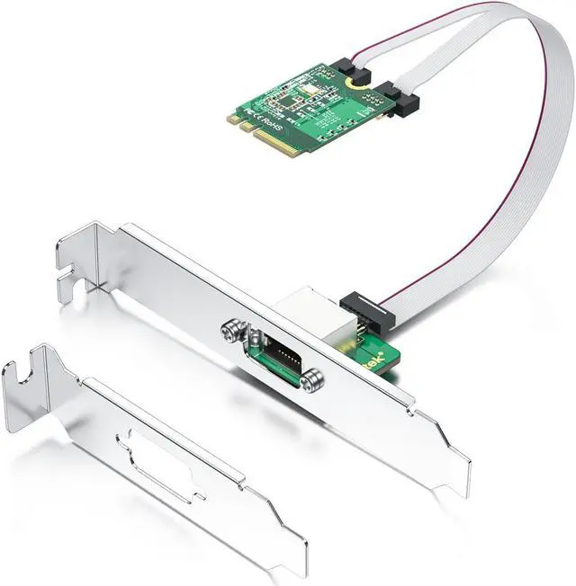 Main image of 10Gtek M.2 A+E Key 2.5G Gigabit Ethernet Network Card w/ 2500Mbps RTL8125B chipset & 18cm cable length