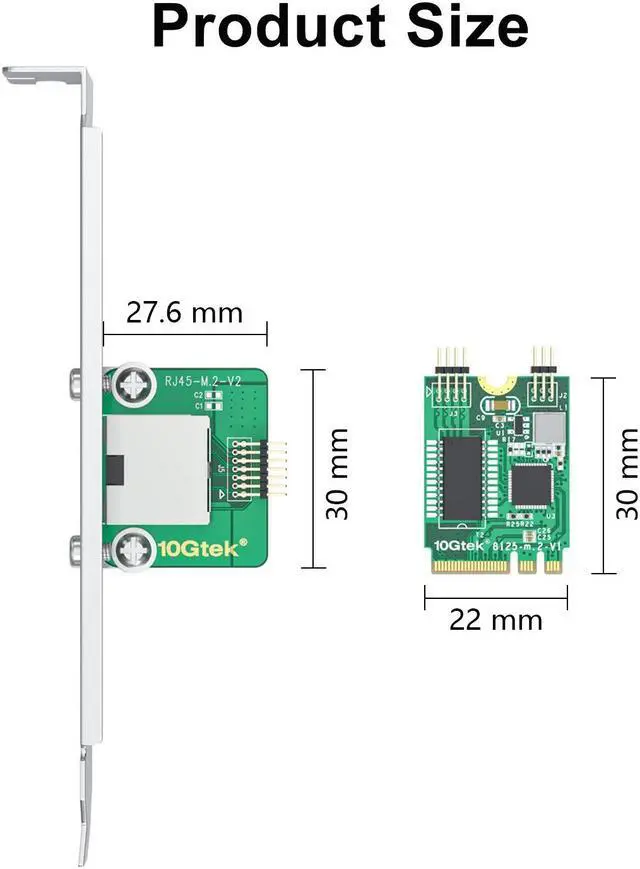 Alt view image 4 of 6 - 10Gtek M.2 A+E Key 2.5G Gigabit Ethernet Network Card w/ 2500Mbps RTL8125B chipset & 18cm cable length