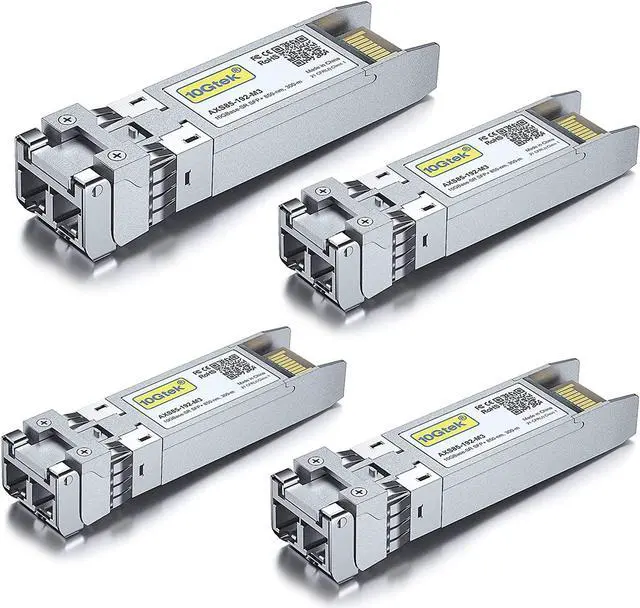 Main image of 10Gtek 10GBase-SR SFP+ LC Transceiver, 10G 850nm Multimode SFP Module, up to 300 Meters, for Cisco SFP-10G-SR, Meraki MA-SFP-10GB-SR, Ubiquiti UniFi UF-MM-10G, Fortinet, Mikrotik and More, Pack of 4