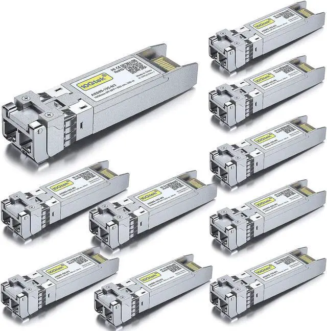Main image of 10Gtek 10-PACK 10GBase-SR Multimode SFP+ to LC Fiber Module Transceiver for Cisco SFP-10G-SR, Ubiquiti UF-MM-10G, Meraki, Mikrotik, Netgear, D-Link, Edgecore, Linkysys etc. (850nm MMF, up to 300M)