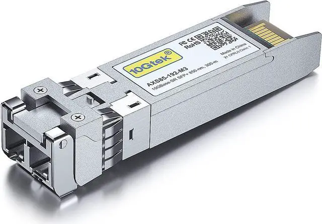 Alt view image 2 of 7 - 10Gtek 10GBase-SR SFP+ LC Transceiver, 10G 850nm Multimode SFP Module, up to 300 Meters, for Cisco SFP-10G-SR, Meraki MA-SFP-10GB-SR, Ubiquiti UniFi UF-MM-10G, Fortinet, TP-Link and More, Pack of 2