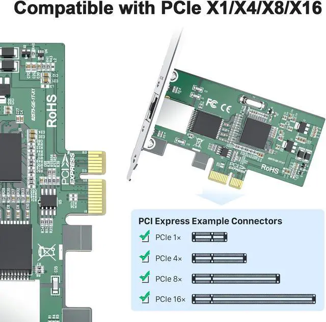 Alt view image 2 of 4 - 10Gtek 10/100/1000Mbps Network Adapter Card w/ Intel 82573 Gigabit Ethernet Controller