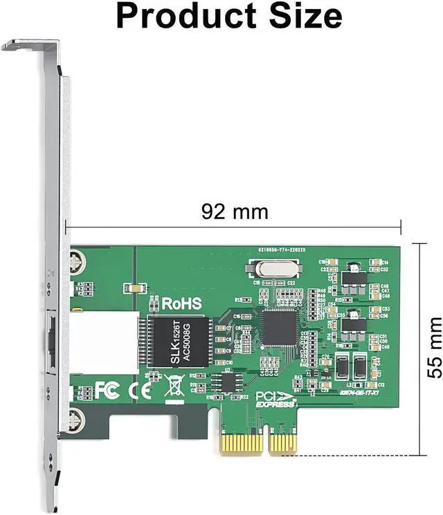Alt view image 3 of 4 - 10Gtek for Intel 82574L Network Card, Gigabit Desktop PCI-e Network Adapter (NIC) with Intel 82574 Chip, 10/100/1000Mbps Network Card, Single Copper RJ45, PCIe x1, Compare to Intel EXPI9301CT 82574