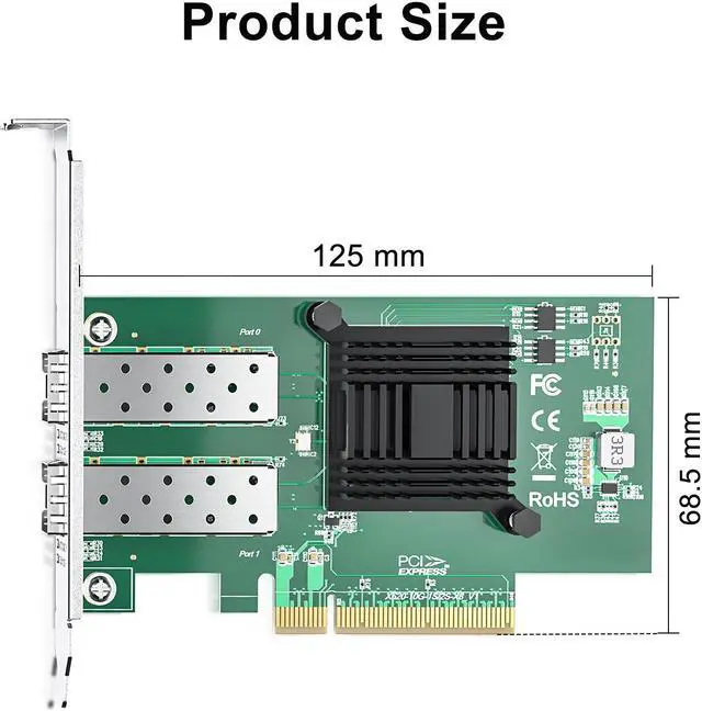 Alt view image 5 of 5 - 10Gtek For Intel X520-DA2, Intel E10G42BTDA Adapter Card with Intel 82599EN Controller 10Gb PCI-E Network Card, PCI Express2.0 x8, Dual SFP+ Ports, Support Windows Server/Linux/VMware