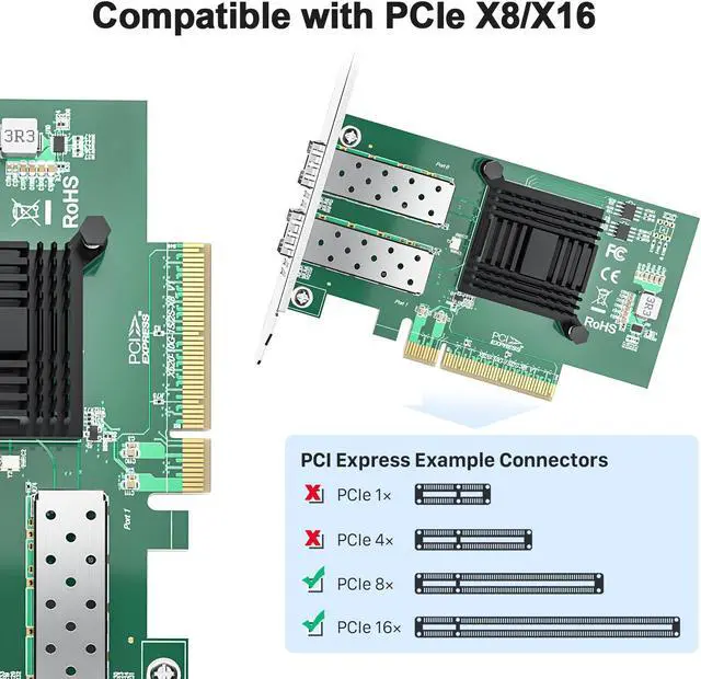 Alt view image 4 of 5 - 10Gtek For Intel X520-DA2, Intel E10G42BTDA Adapter Card with Intel 82599EN Controller 10Gb PCI-E Network Card, PCI Express2.0 x8, Dual SFP+ Ports, Support Windows Server/Linux/VMware
