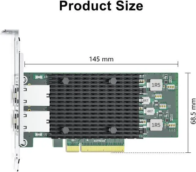 Alt view image 4 of 6 - 10Gtek 10Gb PCI-E NIC Network Card, Dual Copper RJ45 Port, with Intel X540 Controller, Compare to Intel X540-T2, PCI Express Ethernet LAN Adapter Support Windows Server/Windows/Linux/ESX