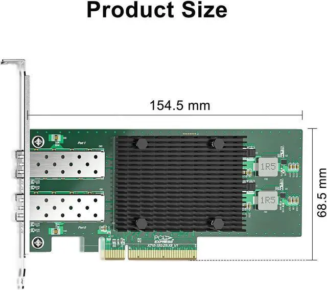 Alt view image 4 of 4 - 10Gtek For Intel X710DA2 Ethernet Converged Network Adapter with Intel X710-BM2 Chip,10Gb Network Card,PCIe 3.0, x8 Dual Ports, Ethernet LAN Adapter Support Windows Server/Windows/Linux/ESX