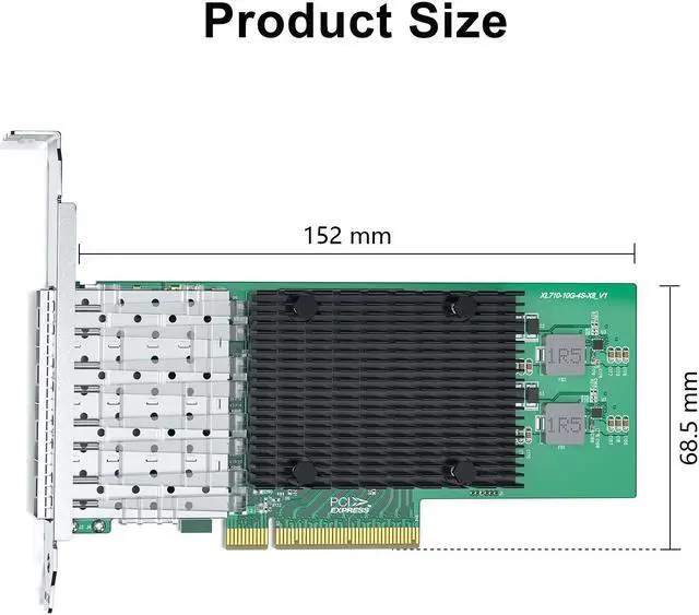 Alt view image 3 of 4 - 10Gtek 10Gb PCI-E NIC Network Card, Quad SFP+ Port, with Original Intel X710-BM1 Controllers, PCI Express Ethernet LAN Adapter Support Windows Server/Linux/VMware ESXi, Compare to Intel X710-DA4