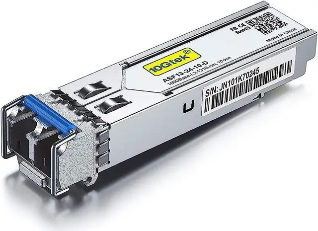 Main image of 10Gtek 1.25G SFP Transceiver 1000Base-LX, 1310nm SMF SingleMode Fiber Optic Module, up to 10 km, for Cisco GLC-LH-SMD, Meraki MA-SFP-1GB-LX10, Ubiquiti UniFi, Fortinet, Mikrotik, TP-Link TL-SM311LS