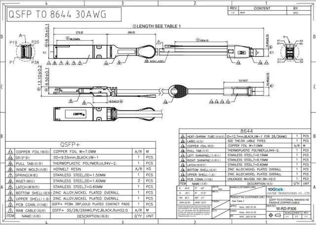 Alt view image 7 of 7 - 10Gtek External Mini SAS HD SFF-8644 to QSFP(SFF-8436) Hybrid SAS Cable, 30AWG, 100-Ohm, 2-m(6.56ft)