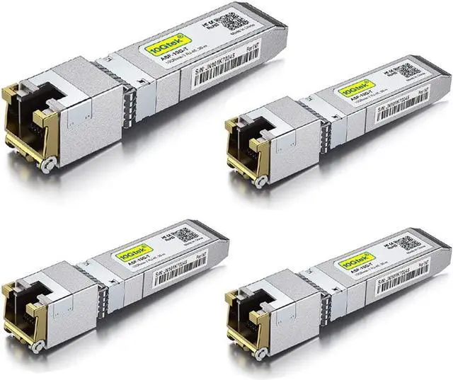 Main image of 10Gtek 4 Packs 10G SFP+ to RJ45 Transceiver,10Gbase-T Copper Module, For Cisco SFP-10G-X, Ubiquiti UniFi UF-RJ45-10G, Fortinet, Netgear, D-Link, Supermicro and More, CAT.6a, up to 30 meters