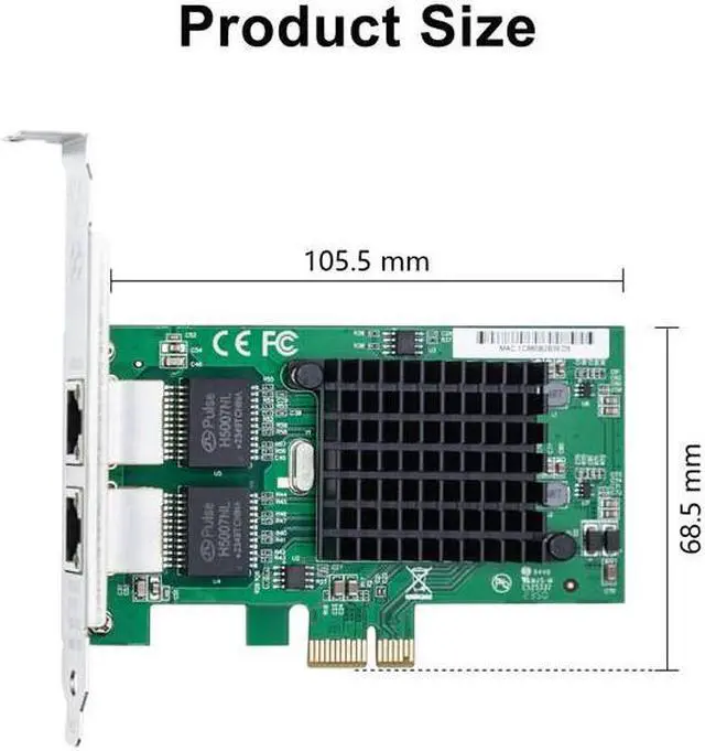 Alt view image 5 of 5 - 10Gtek 10/100/1000Mbps Gigabit Ethernet Converged Network Adapter with Intel 82576 Chip | Ethernet PCI Express Network Card | Dual RJ45 Copper Ports | PCI Express 2.0 X1 | Compare to Intel E1G42ET