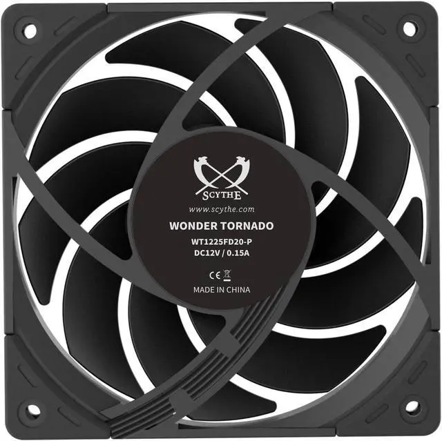Alt view image 4 of 5 - Scythe Wonder Tornado 120mm Quiet PC Computer Case Fan, PWM 350-2000 RPM, High-Performance CPU Cooling Fan, 4-Pin Connector, Black, Single Pack