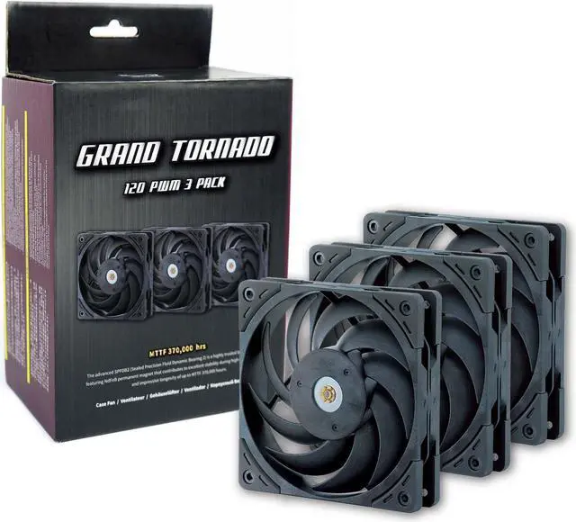 Main image of Scythe Grand Tornado 120 PWN - 3000 RPM, 120mm x 25mm Full-LCP Made Industry-Level High Static Pressure Computer Case Fan, Magnetic Fluid Dynamic Bearing, 4-Pin Connector, 3 Pack, Metal Grey