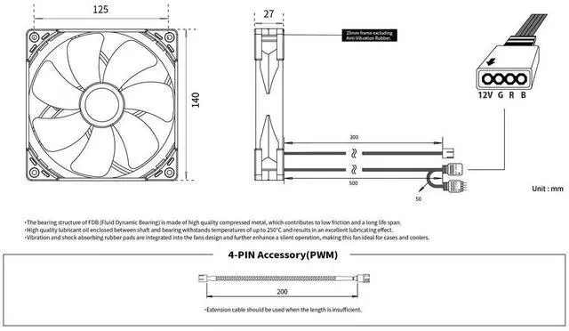 Alt view image 6 of 6 - Scythe Kaze Flex 140mm RGB LED Fan, PWM 300-1800RPM, No Controller Included, Single Pack