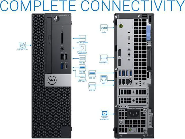 Alt view image 4 of 7 - Dell OptiPlex 5070 Desktop, Intel Core i7-9700 Upto 4.7GHz, 64GB RAM, 1TB NVMe SSD, DVDRW, DisplayPort, Wi-Fi, Windows 10 Pro