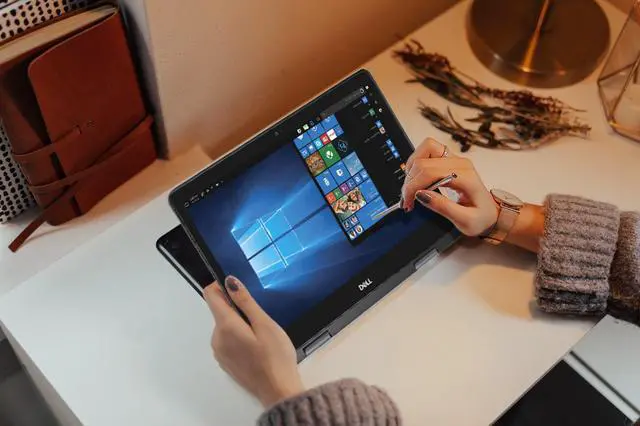 Alt view image 6 of 7 - Dell Inspiron 5481 2-in-1, 14" HD Touch Display, Intel Core i3-8145U Upto 3.9GHz, 4GB RAM, 128GB NVMe SSD, HDMI, Card Reader, Wi-Fi, Bluetooth, Windows 10 Home (I5481-3595GRY)