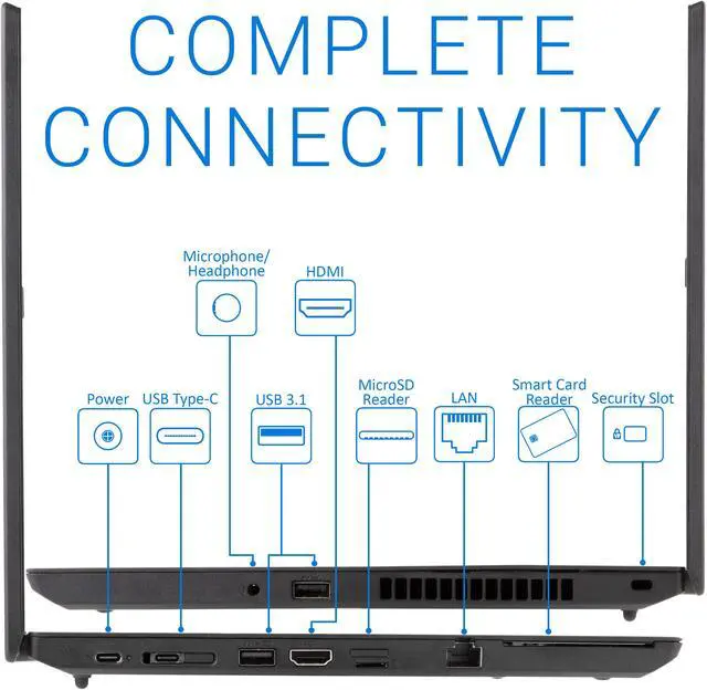 Alt view image 4 of 8 - Dell Latitude 5400 Notebook, 14" FHD Touch Display, Intel Core i7-8665U Upto 4.8GHz, 8GB RAM, 256GB NVMe SSD, HDMI, DisplayPort via USB-C, Card Reader, Wi-Fi, Bluetooth, Windows 10 Pro