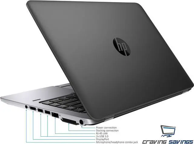 Alt view image 5 of 5 - HP EliteBook 820 G2 Notebook, 12.5" HD Display, Intel Core i5-5300U Upto 2.9GHz, 8GB RAM, 256GB SSD, Wifi, BT, Fingerprint Reader, Docking Connector, Windows 10 Pro