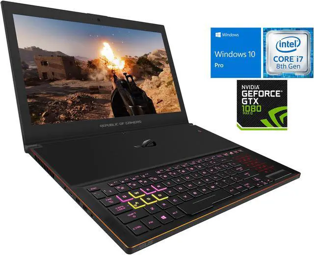 Alt view image 2 of 7 - ASUS ROG Zephyrus Gaming Notebook, 15.6" IPS 144Hz FHD Display, Intel 6-Core i7-8750H Upto 4.1GHz, NVIDIA GTX 1080 8GB, 16GB RAM, 512GB NVMe SSD, Backlit Keyboard, Wi-Fi, Bluetooth, Windows 10 Pro