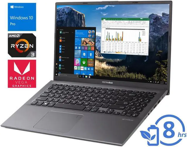 Main image of ASUS VivoBook F512DA Notebook, 15.6" FHD Display, AMD Ryzen 3 3200U Upto 3.5GHz, 12GB RAM, 512GB NVMe SSD, Vega 3, HDMI, Card Reader, Wi-Fi, Bluetooth, Windows 10 Pro
