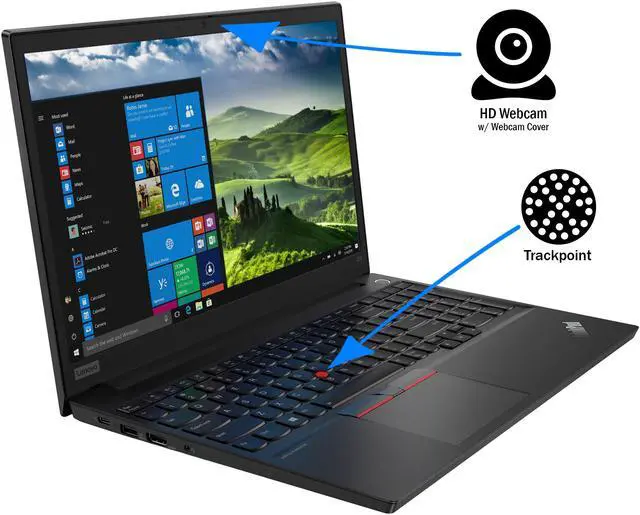 Alt view image 5 of 7 - Lenovo ThinkPad E15 Notebook, 15.6" FHD Display, AMD Ryzen 5 4500U Upto 4.0GHz, 8GB RAM, 128GB NVMe SSD, HDMI, DIsplayPort via USB-C, Card Reader, Wi-Fi, Bluetooth, Windows 10 Pro