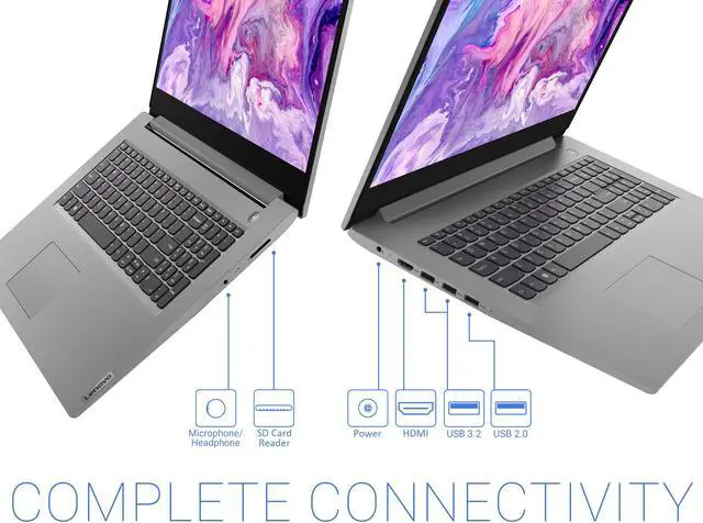 Alt view image 6 of 7 - Lenovo IdeaPad 3 Notebook, 17.3" HD+ Display, AMD Ryzen 7 3700U Upto 4.0GHz, 12GB RAM, 128GB NVMe SSD + 1TB HDD, Vega 10, HDMI, Card Reader, Wi-Fi, Bluetooth, Windows 10 Home (81W2004AUS)