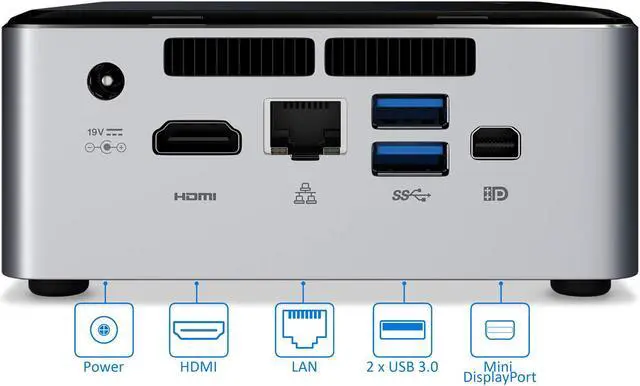 Alt view image 3 of 7 - Intel NUC6i5SYH Mini PC, Intel Core i5-6260U Upto 2.9GHz, 32GB RAM, 1TB SSD, HDMI, Mini DisplayPort, Card Reader, Wi-Fi, Bluetooth, Windows 10 Pro